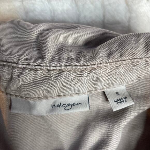 Halogen Long Sleeve Button Front Shirt Dress Tan Taupe Size S - Picture 2 of 3